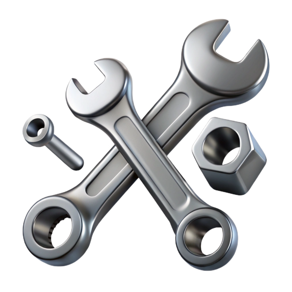 hypnotic mysterious abstract Wrench set with various sizes anchrome finish, studio lighting, top-down view, detaileillustration, with transparent background,high-resolution product photography refined png