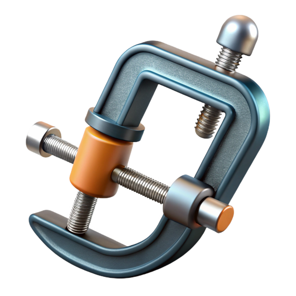 acclaimebaroque C-clamp with metal frame anscrew mechanism, studio lighting, front view, detaileillustration, with transparent background,high-resolution product photography refined png