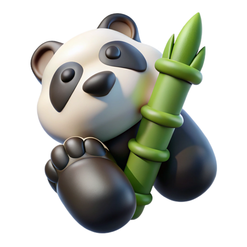 distinctive mid-century Panda paw holding a bamboo shoot, detaileclaws, studio lighting, front view, minimalist, isolateon transparent background,high-resolution product photography elite png