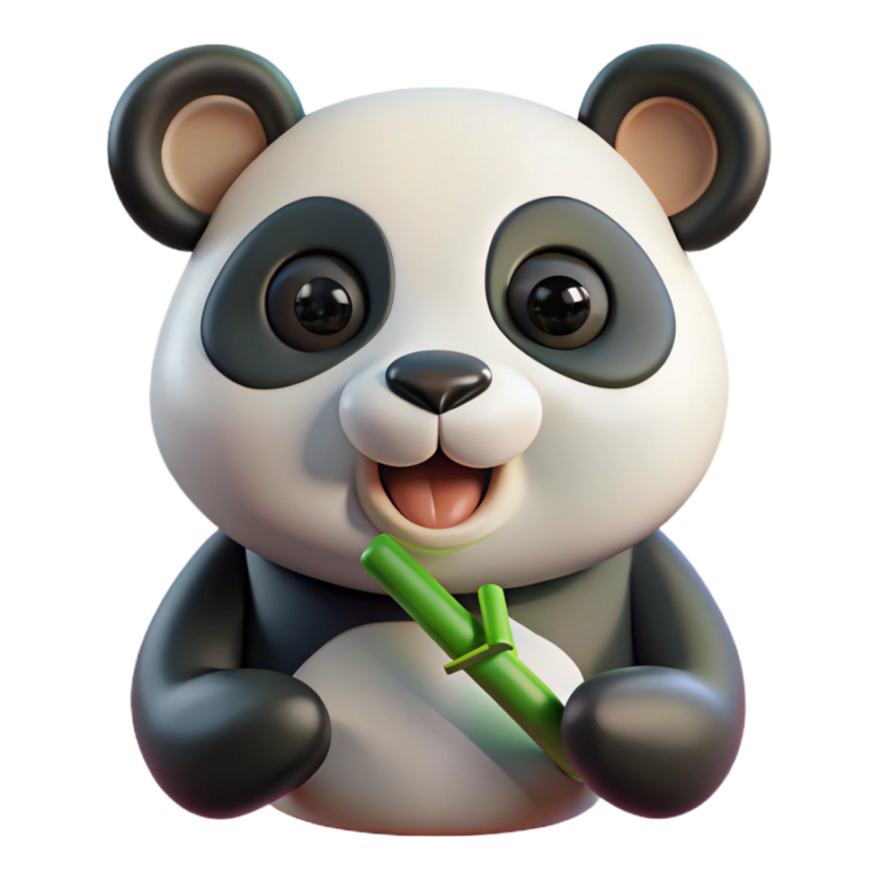stunning acclaimePanda chewing bamboo, detailemouth anteeth, studio lighting, front view, realistic, isolateon transparent background,high-resolution product photography png