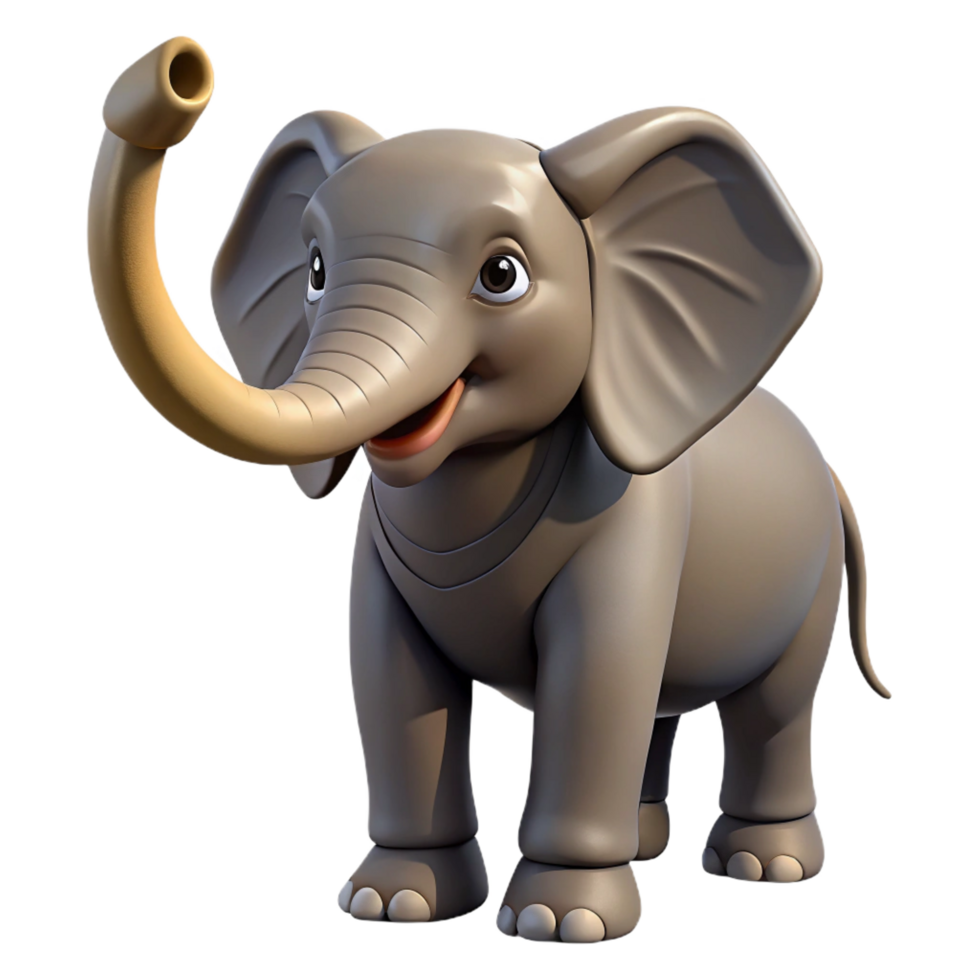 tranquil fascinating Elephant raising its trunk, powerful pose, dramatic lighting, front view, realistic, isolateon transparent background,high-resolution product photography impeccable png