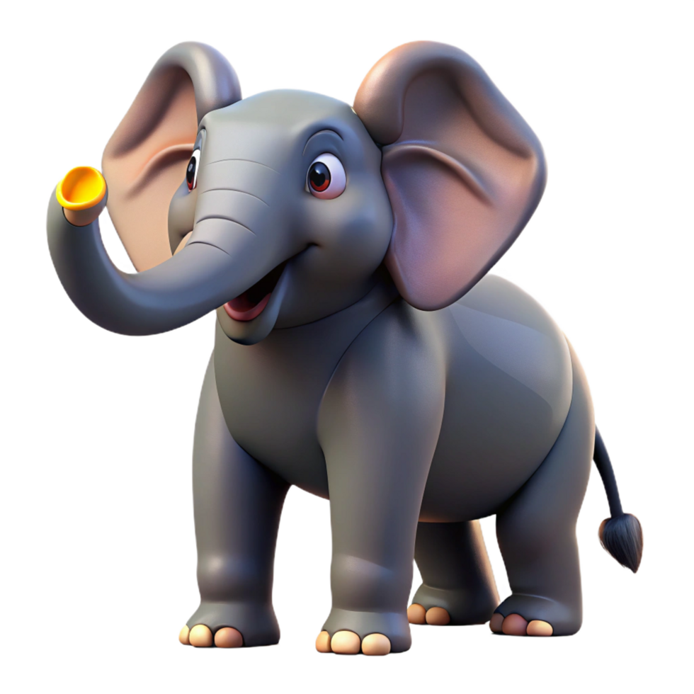 remarkable abstract Elephant raising its trunk, powerful pose, dramatic lighting, front view, realistic, isolateon transparent background,high-resolution product photography detailed png