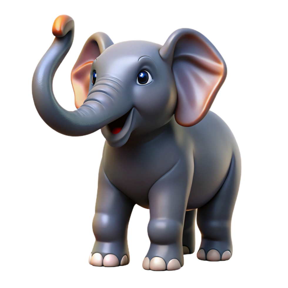 dazzling iconic Elephant raising its trunk, powerful pose, dramatic lighting, front view, realistic, isolateon transparent background,high-resolution product photography png