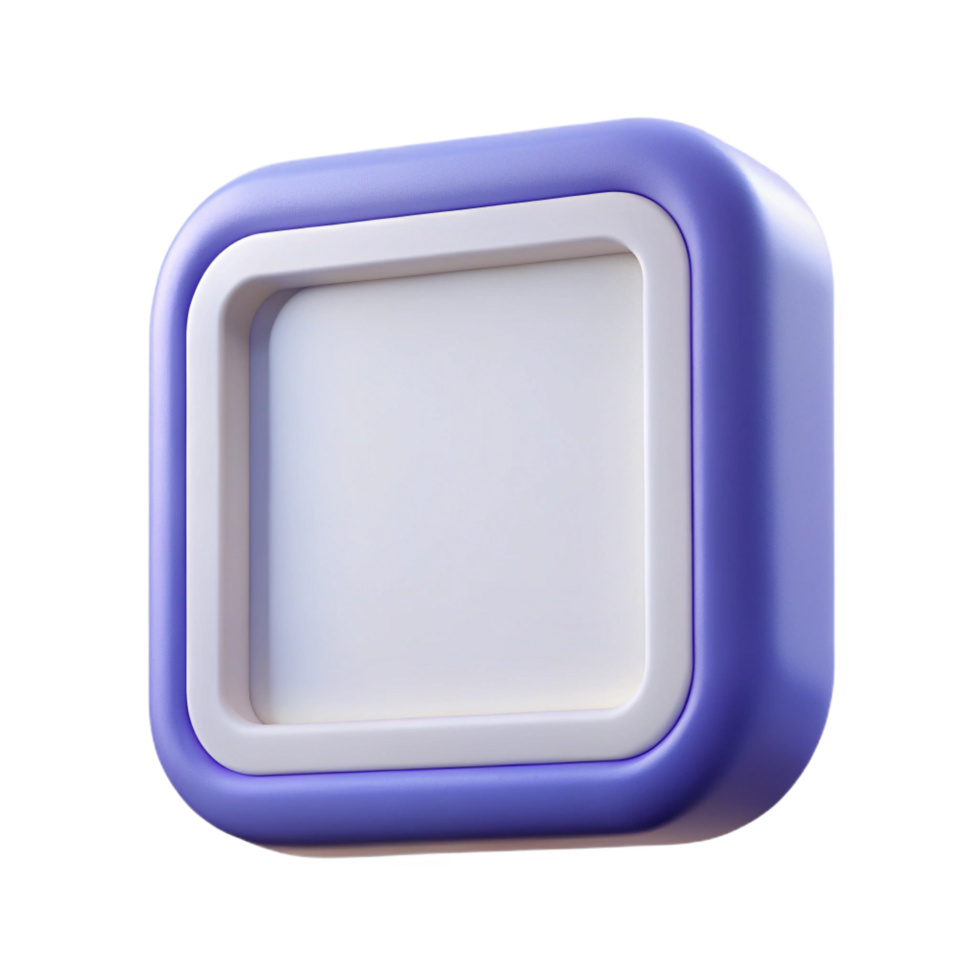 beautiful coveteSquare white plastic frame, smooth matte finish, slightly roundecorners, front view, soft lighting, isolateon transparent background,high-resolution product photography png