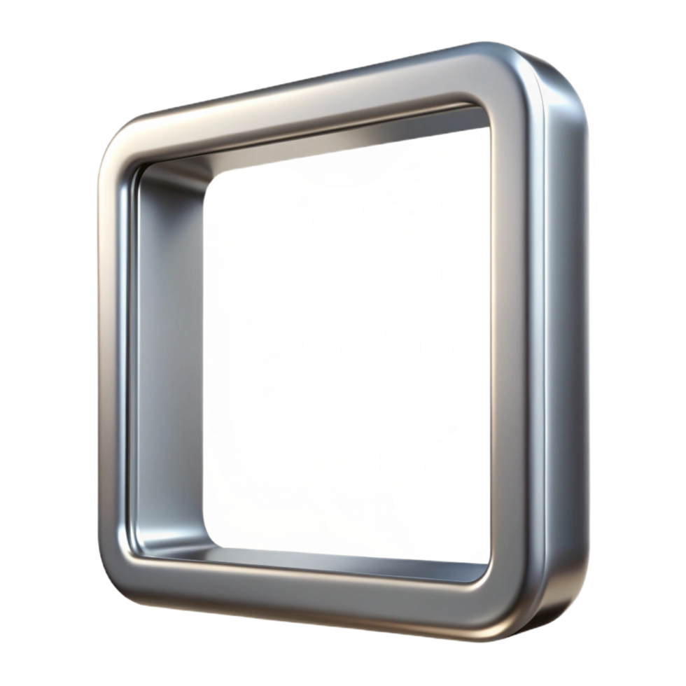serene inspireRectangular brushealuminum frame, metallic finish, subtle reflections, front view, soft lighting, isolateon transparent background,high-resolution product photography png