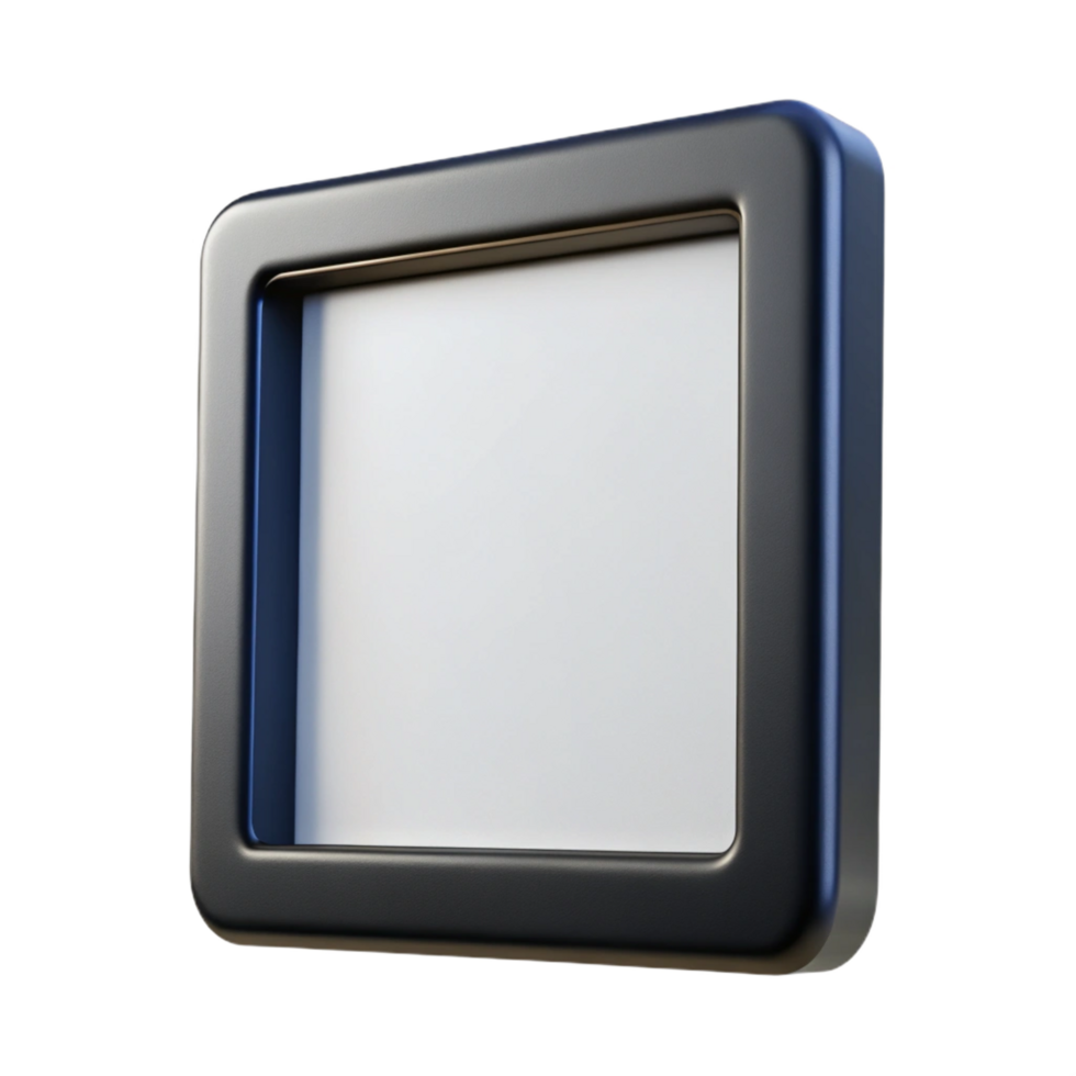 iconic modern Modern black frame with a thin white border, matte finish, sharp corners, front view, studio lighting, isolateon transparent background,high-resolution product photography museum quality png