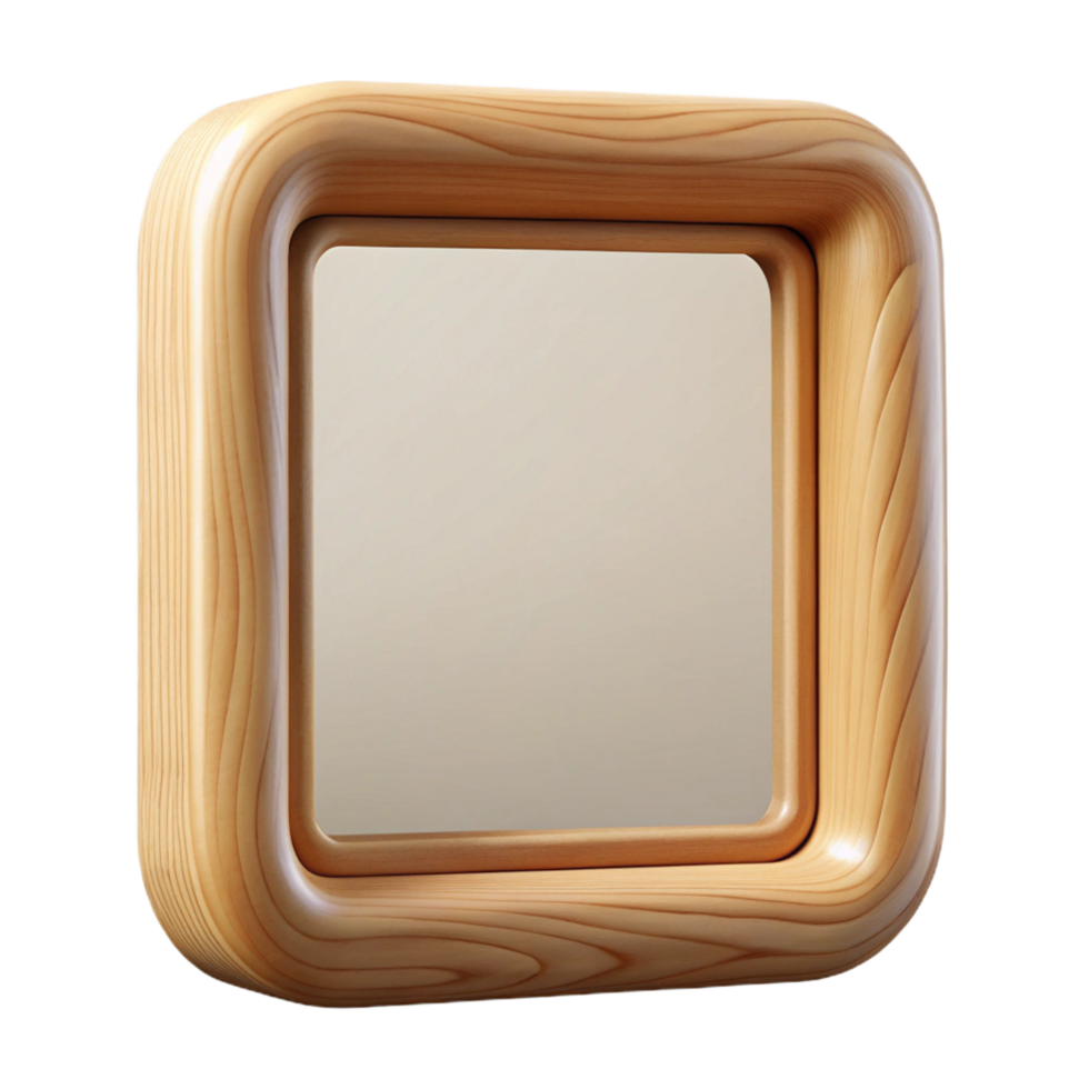 passionate dramatic Rectangular wooden frame with a natural woofinish ana routeedge, front view, soft lighting, isolateon transparent background,high-resolution product photography impeccable png