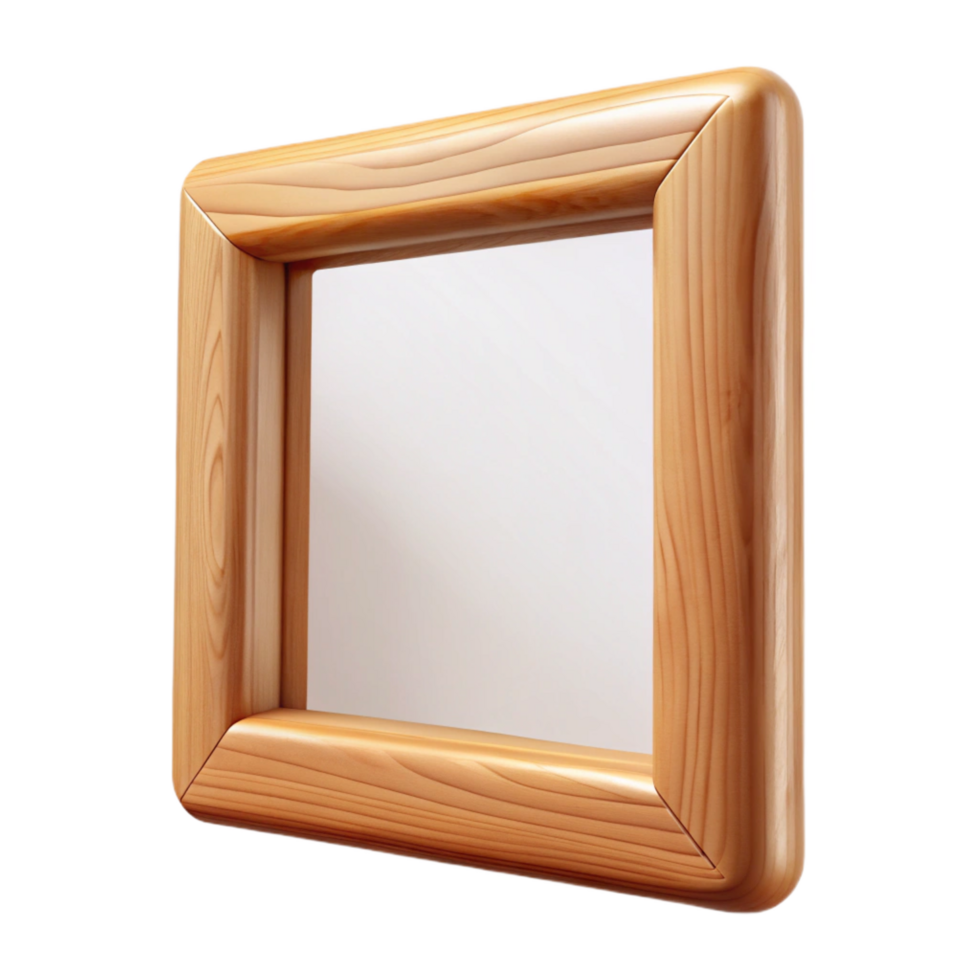 captivating vintage Rectangular wooden frame with a natural woofinish ana routeedge, front view, soft lighting, isolateon transparent background,high-resolution product photography elite png