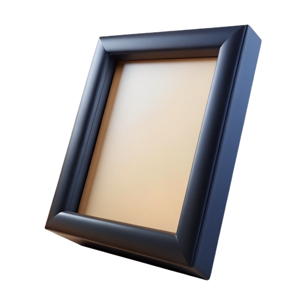 distinctive retro Simple black wooden frame, smooth matte finish, front view, studio lighting, isolateon transparent background,high-resolution product photography detailed png
