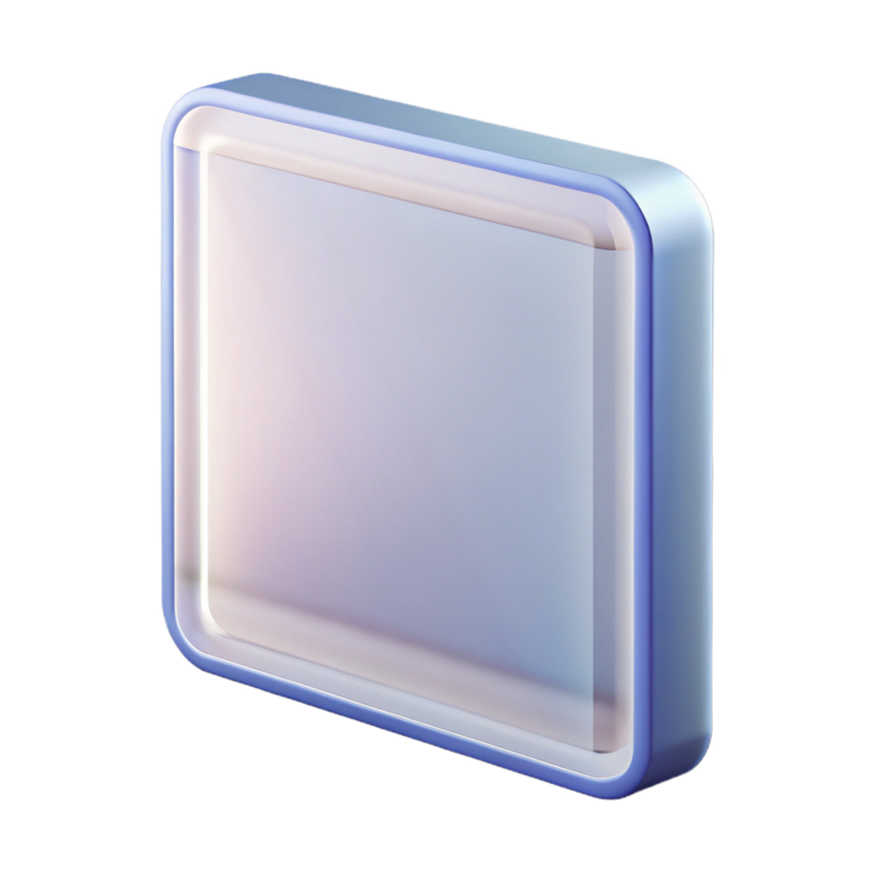 covetecreative Rectangular acrylic frame with a frostefinish, translucent appearance, front view, soft lighting, isolateon transparent background,high-resolution product photography handcrafted png