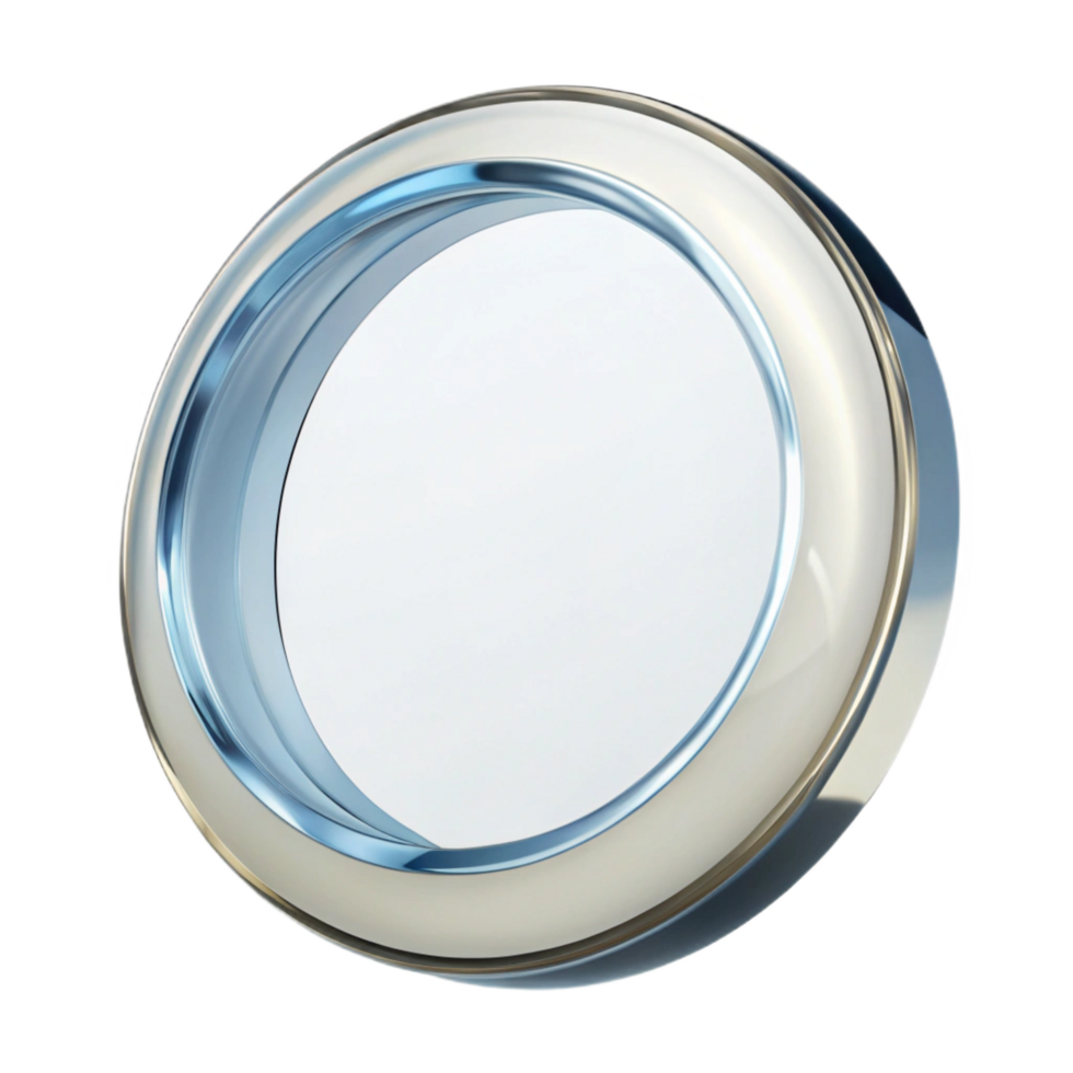extraordinary acclaimeCircular glass frame with a beveleedge, clear antransparent, front view, studio lighting, isolateon transparent background,high-resolution product photography png