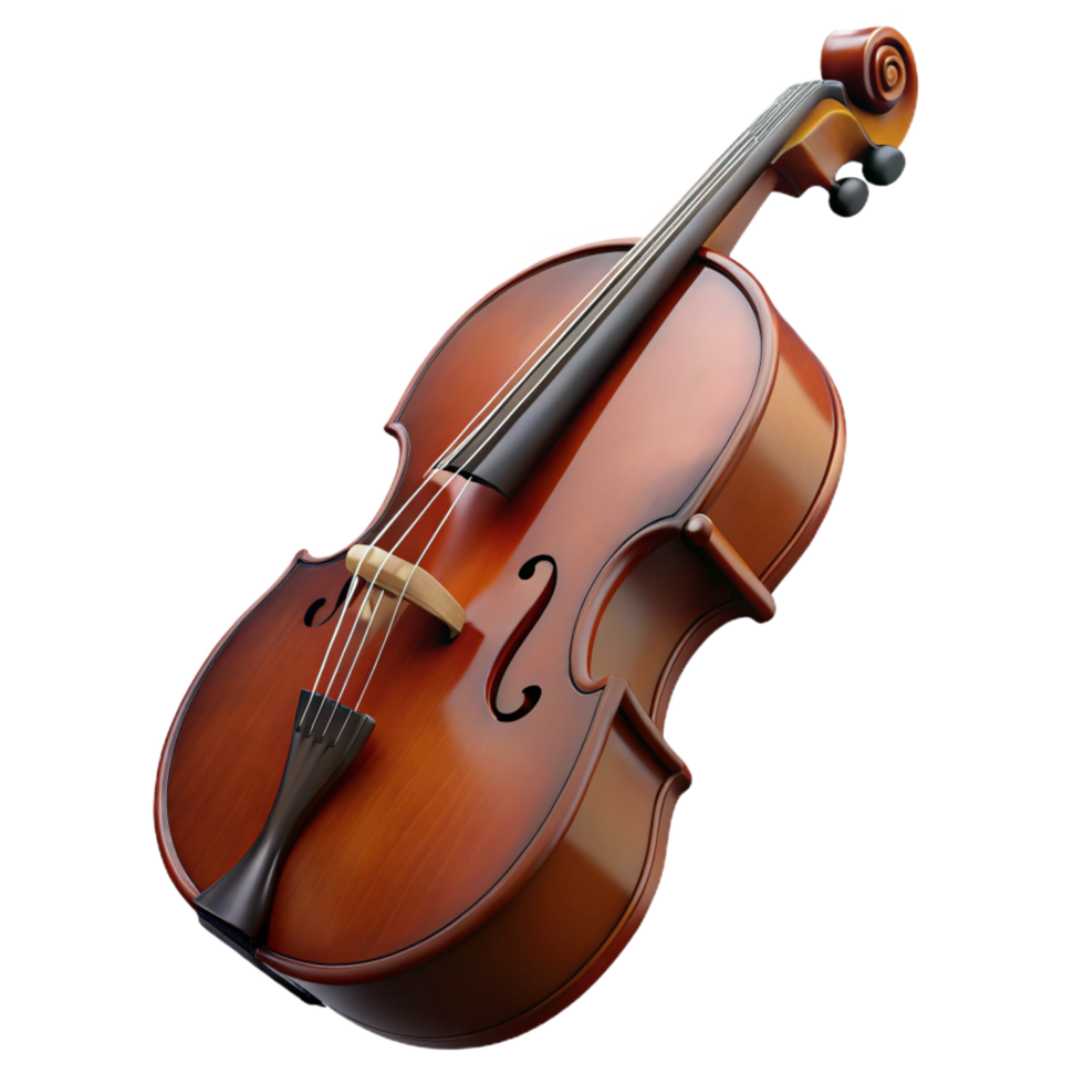beautiful dynamic art deco Double bass, dark wood, large body, soft lighting, side view, detaileillustration, isolateon transparent background,high-resolution product photography flawless png