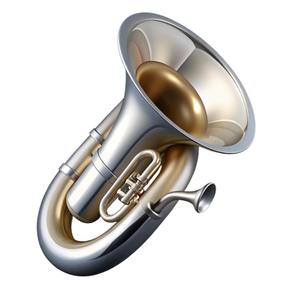 rare gothic Tuba, silver-plated, large bell, dramatic lighting, detaileillustration, isolateon transparent background,high-resolution product photography exclusive png