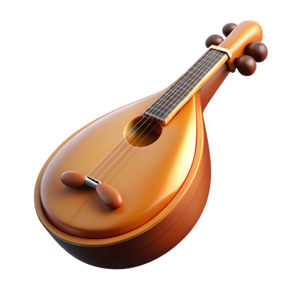 calm enchanting Mandolin, pear-shapebody, fretboard, studio lighting, front view, detaileillustration, isolateon transparent background,high-resolution product photography premium png
