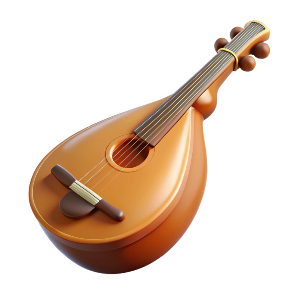 inspirecoastal Mandolin, pear-shapebody, fretboard, studio lighting, front view, detaileillustration, isolateon transparent background,high-resolution product photography fine detail png