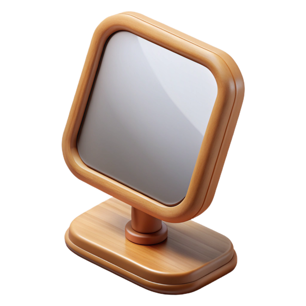 covetegothic Rectangular vanity mirror with a beveleedge, thick oak frame, matte finish, studio lighting, isolateon transparent background,high-resolution product photography elite png