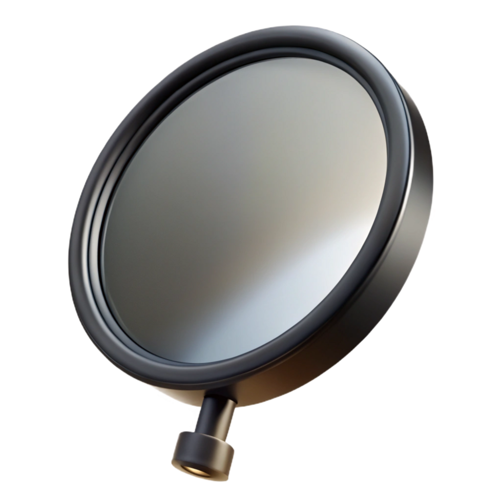 dynamic enchanting Convex security mirror with a black plastic housing, matte finish, studio lighting, front view, isolateon transparent background,high-resolution product photography perfect clarity png