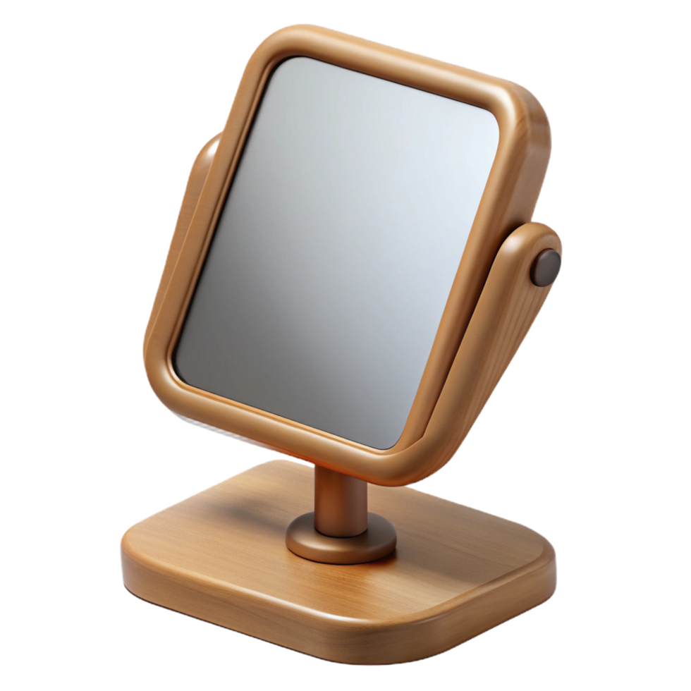 majestic joyful geometric Rectangular vanity mirror with a beveleedge, thick oak frame, matte finish, studio lighting, isolateon transparent background,high-resolution product photography exclusive png