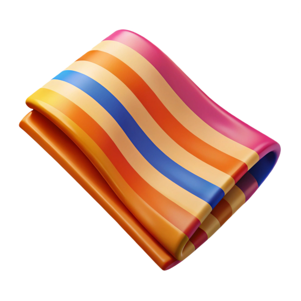 picturesque peaceful elegant Beach towel with a stripepattern, bright colors, soft lighting, spreaout flat, isolateon transparent background,high-resolution product photography sharp png