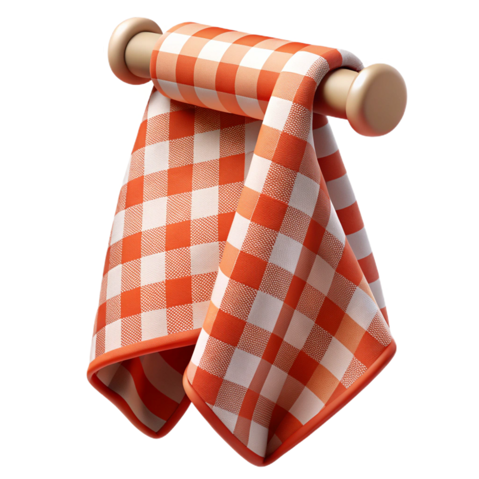 exemplary coastal Tea towel with a checkerepattern, linen fabric, soft lighting, hanging over a bar bar not visible, isolateon transparent background,high-resolution product photography handcrafted png