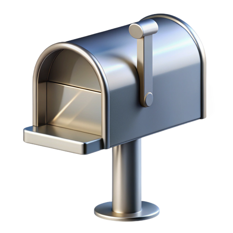 intense sumptuous Modern mailbox, brushealuminum, minimalist design, soft lighting, render, isolateon transparent background,high-resolution product photography precision png