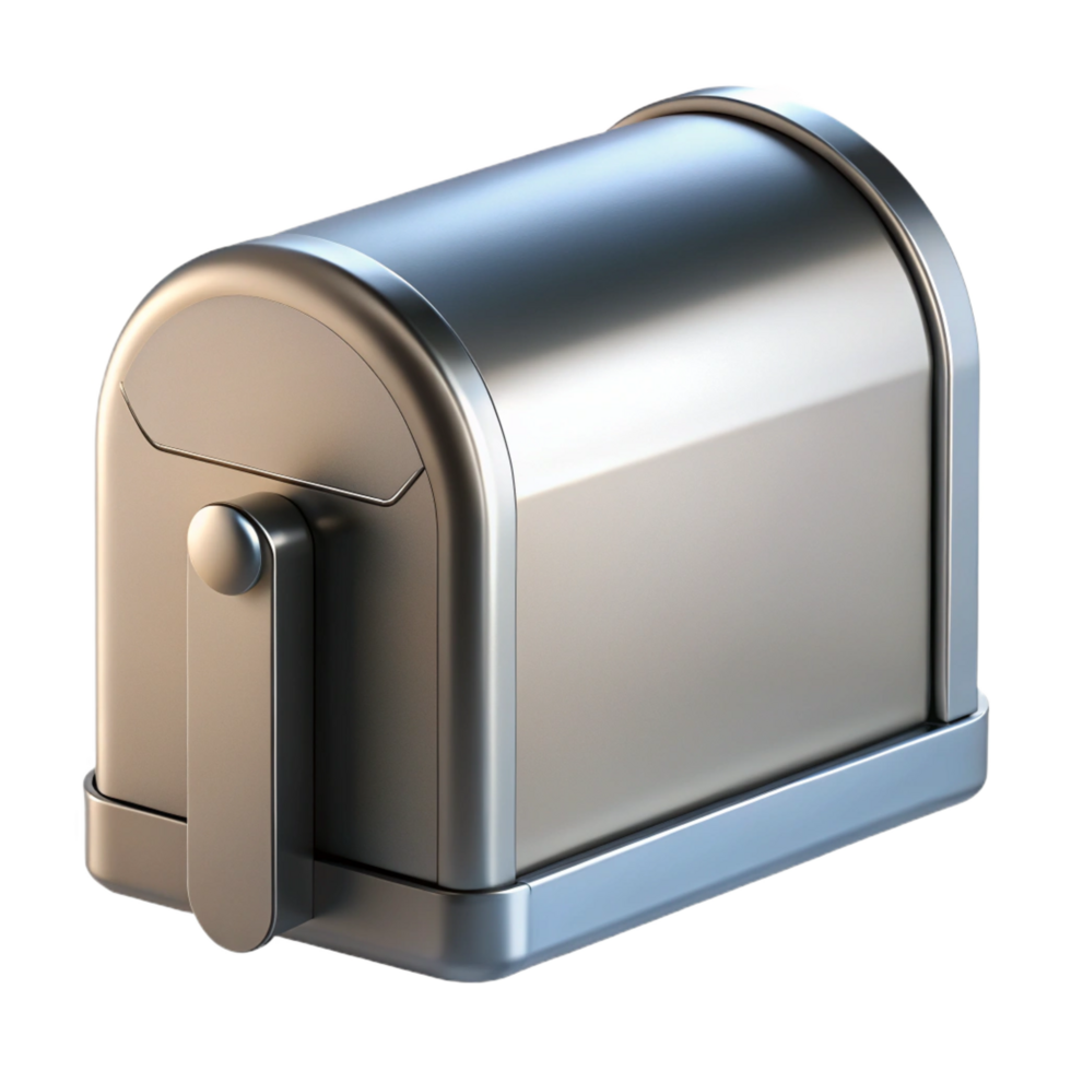 fascinating vintage Modern mailbox, brushealuminum, minimalist design, soft lighting, render, isolateon transparent background,high-resolution product photography masterfully captured png