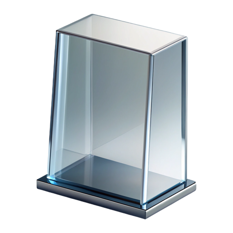 dynamic serene Single glass pane, clear, reflective surface, studio lighting, front view, render, isolateon transparent background,high-resolution product photography original png