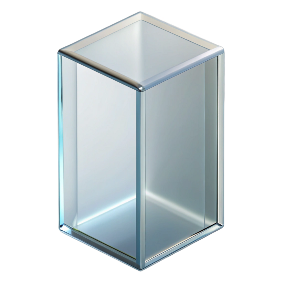 enchanting quintessential Single glass pane, clear, reflective surface, studio lighting, front view, render, isolateon transparent background,high-resolution product photography png