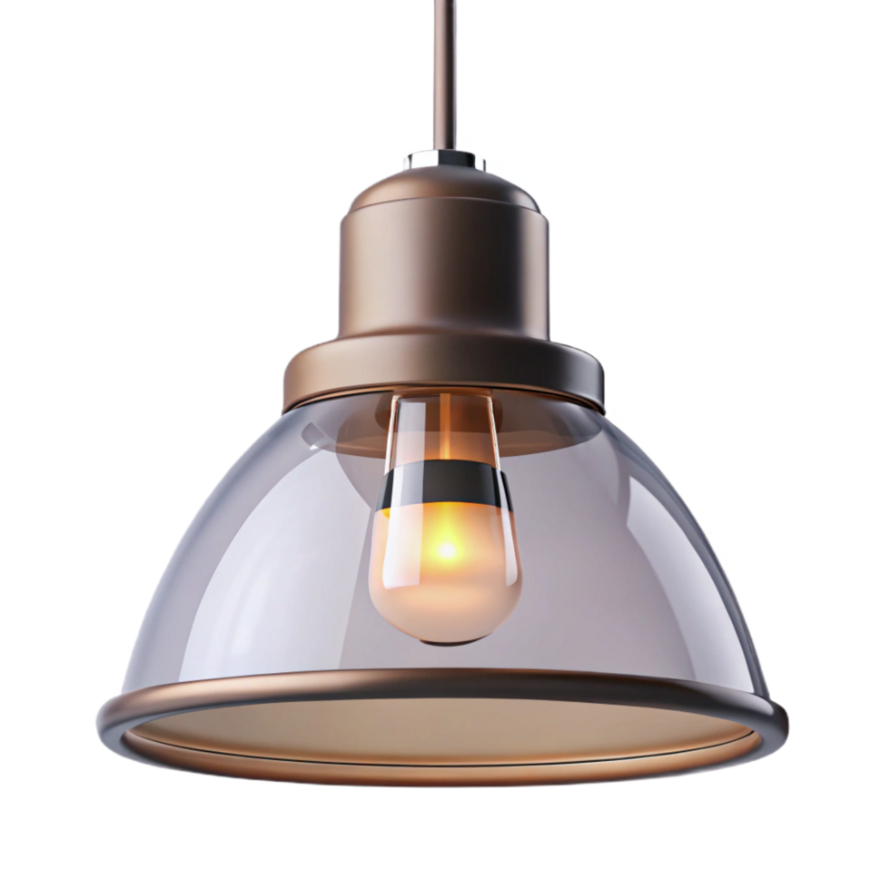 beautiful romantic retro Modern pendant light, glass anmetal, minimalist design, studio lighting, render, with transparent background,high-resolution product photography expertly shot png