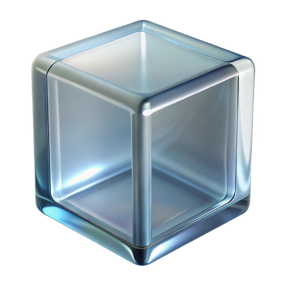extraordinary geometric Glass block, clear, texturesurface, soft lighting, front view, render, with transparent background,high-resolution product photography elite png