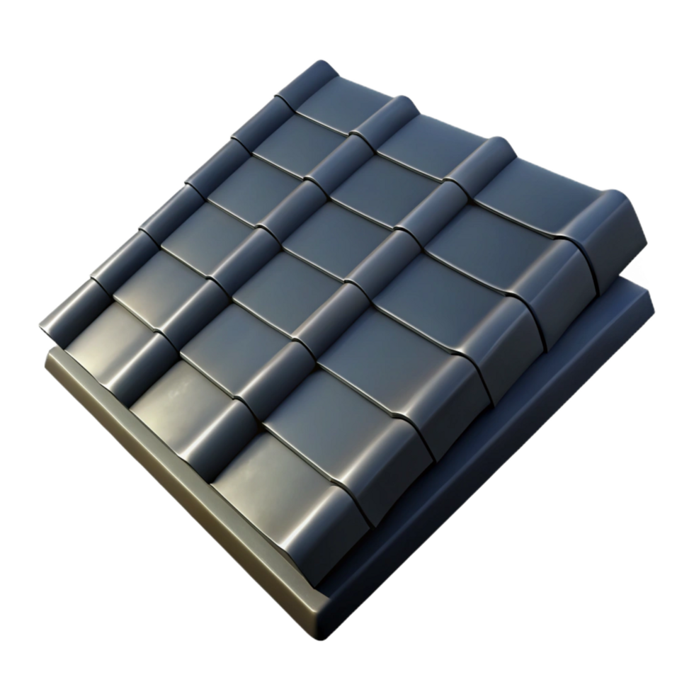 iconic renaissance Slate roof tile, dark grey, texturesurface, studio lighting, render, with transparent background,high-resolution product photography professional png