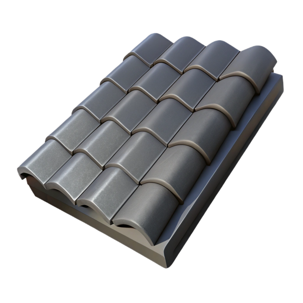enchanting calm urban Slate roof tile, dark grey, texturesurface, studio lighting, render, with transparent background,high-resolution product photography flawless png