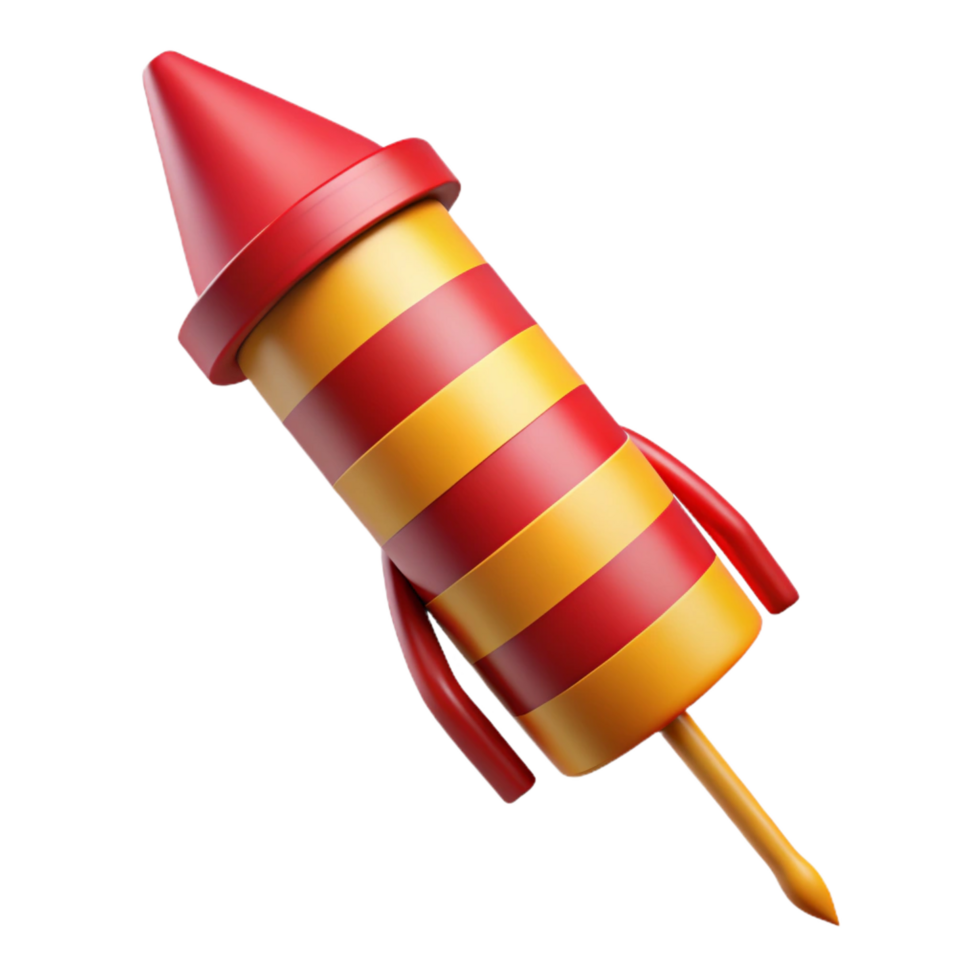 standout urban Single firework rocket, reangolstripes, fuse visible, matte finish, dramatic lighting, isolateon transparent background,high-resolution product photography refined png