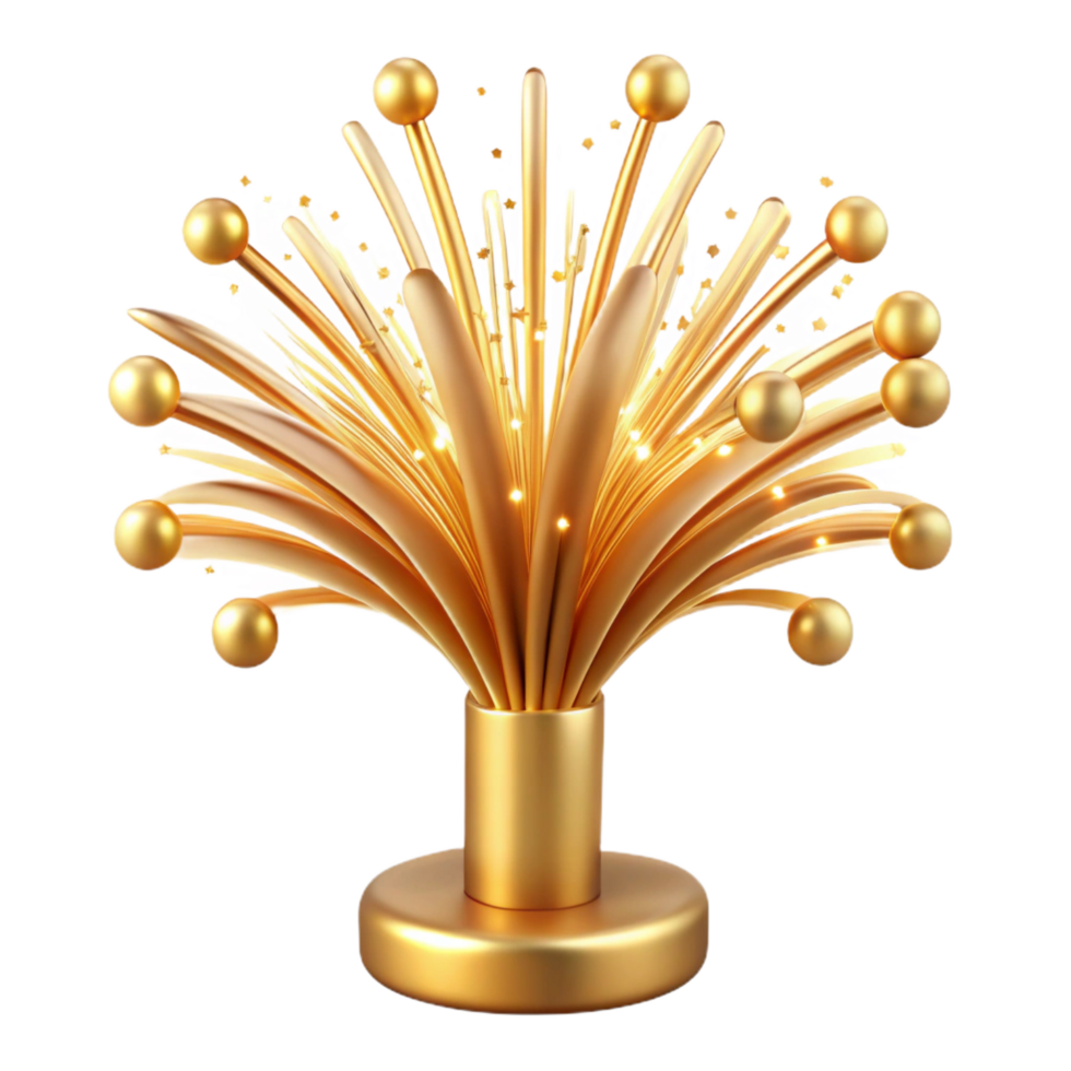 dazzling harmonious urban Golglitter firework fountain, cascading sparks, soft lighting, front view, isolateon transparent background,high-resolution product photography exclusive png