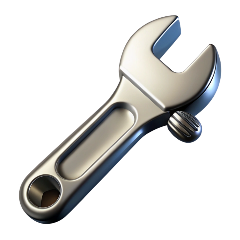 bolvibrant Wrench with a chrome finish anadjustable jaws, dramatic lighting, isolateon transparent background,high-resolution product photography ultra HD png
