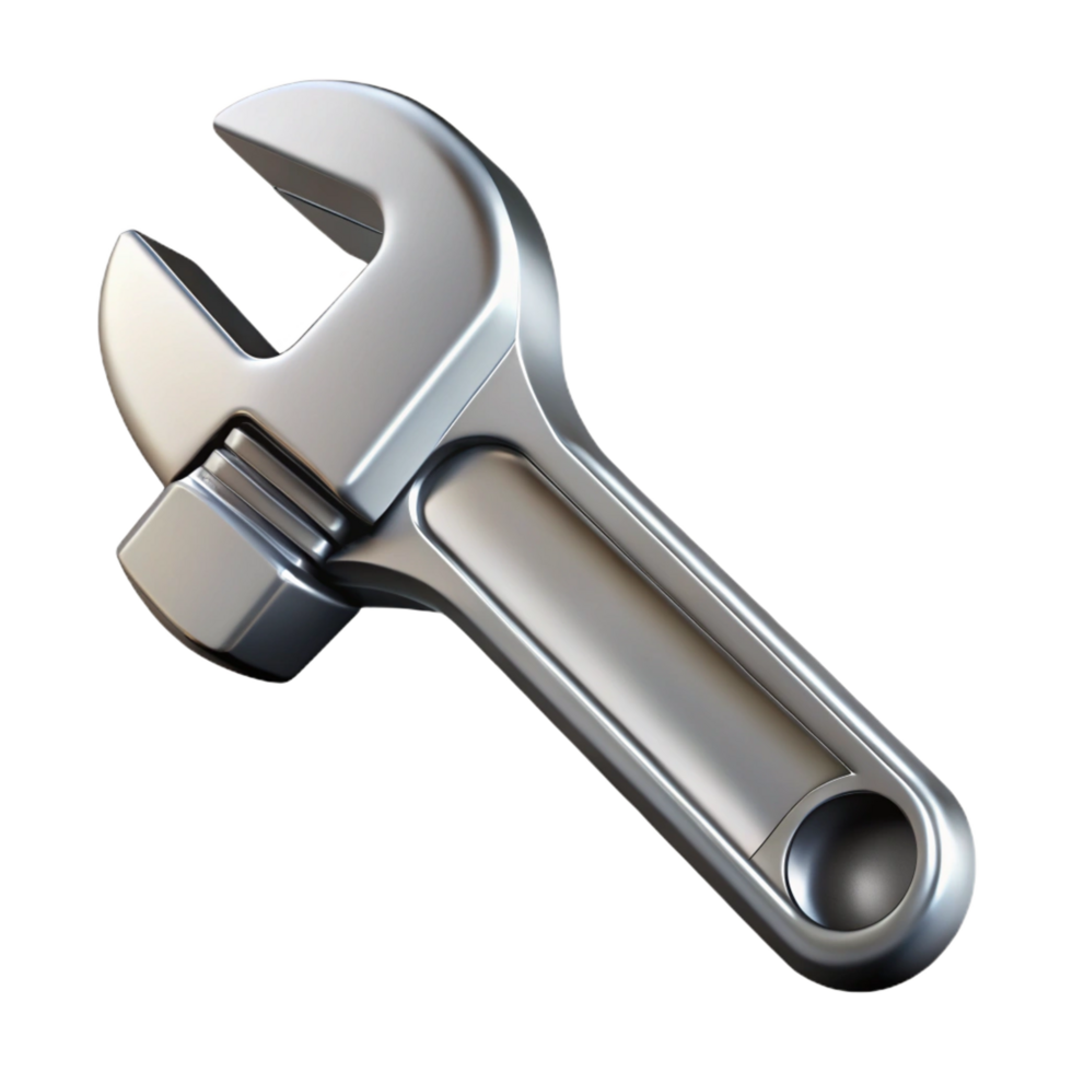 serene harmonious classic Wrench with a chrome finish anadjustable jaws, dramatic lighting, isolateon transparent background,high-resolution product photography handcrafted png