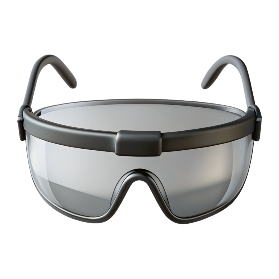 intense glorious Safety glasses with clear lenses anblack frames, studio lighting, front view, isolateon transparent background,high-resolution product photography impeccable png