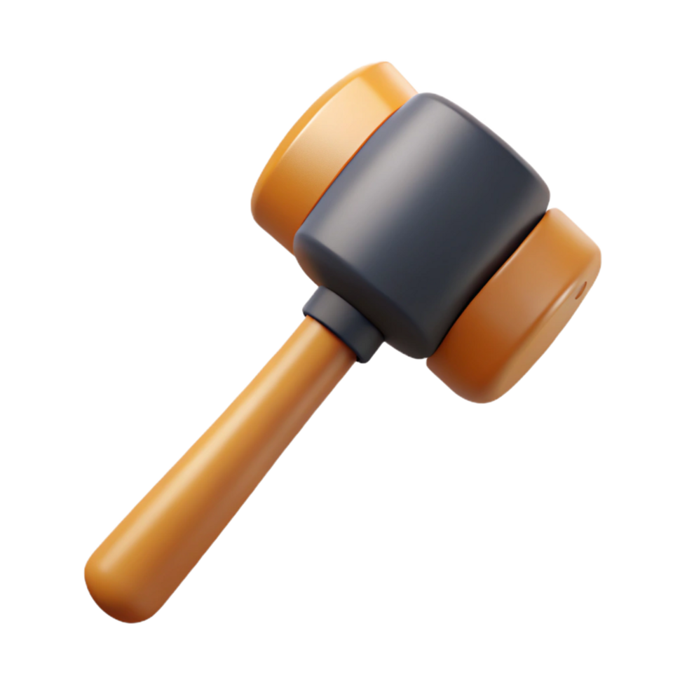 captivating quintessential Mallet with a rubber heaana wooden handle, studio lighting, front view, isolateon transparent background,high-resolution product photography png