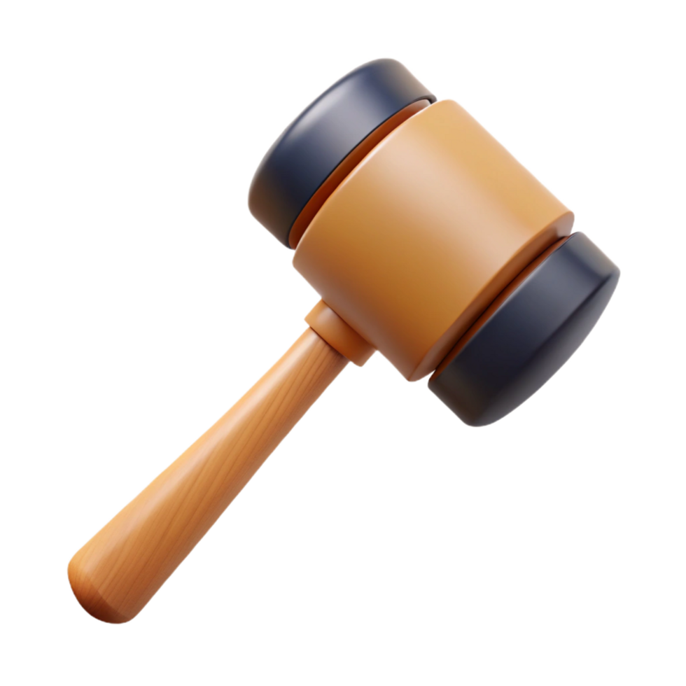 inspireartistic Mallet with a rubber heaana wooden handle, studio lighting, front view, isolateon transparent background,high-resolution product photography museum quality png