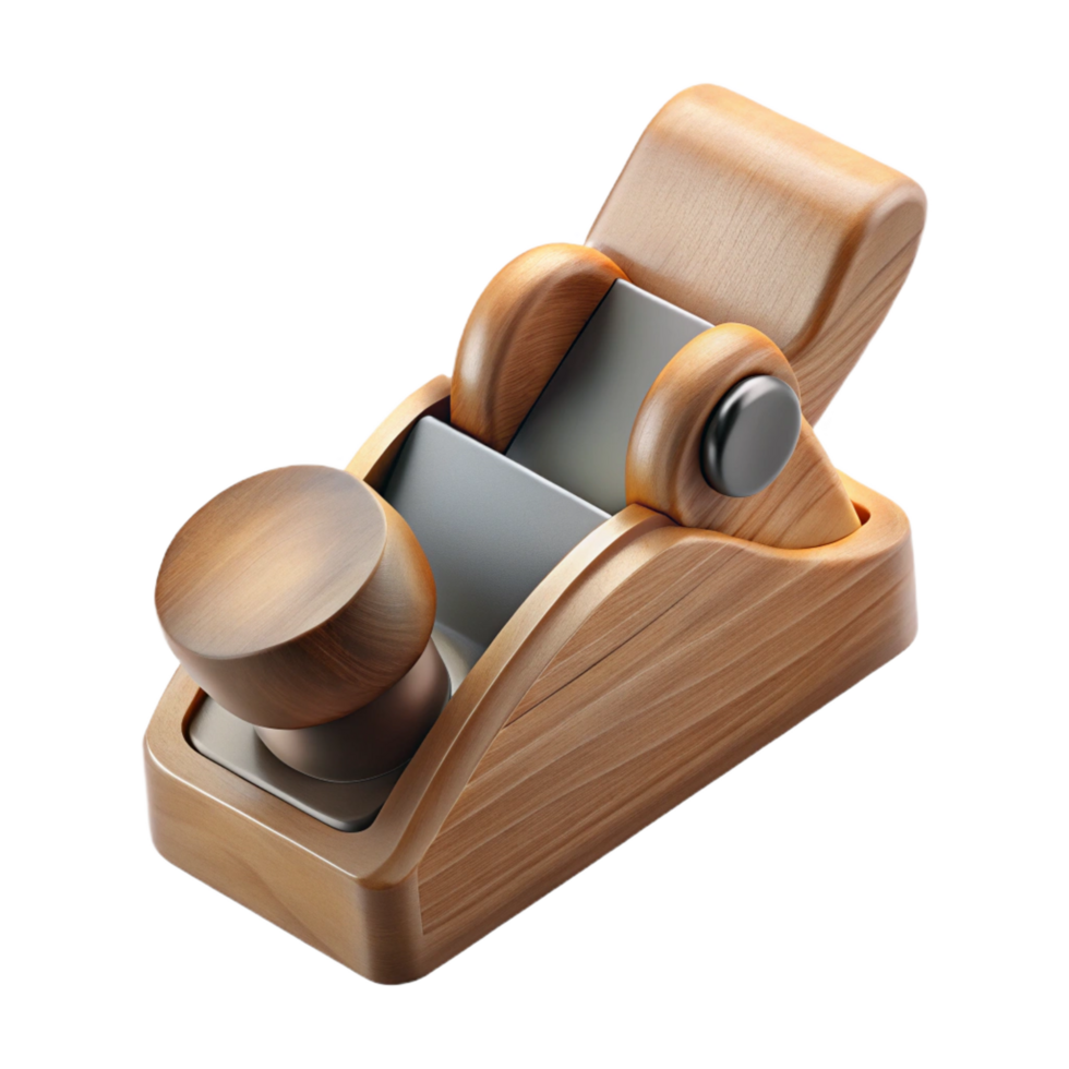 rare traditional Hanplane with a wooden body ana sharp blade, soft lighting, top-down view, isolateon transparent background,high-resolution product photography perfect clarity png