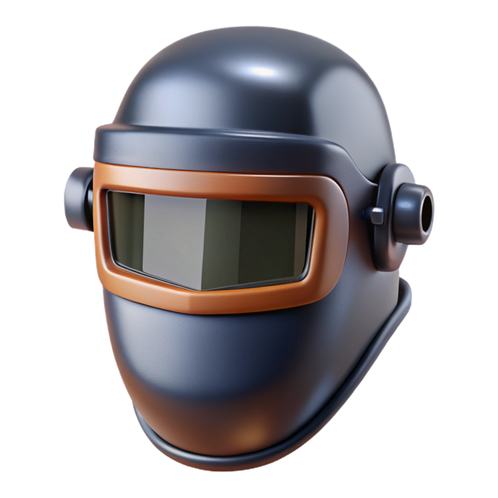 exquisite signature Welding mask with a dark lens anadjustable headgear, dramatic lighting, front view, isolateon transparent background,high-resolution product photography png