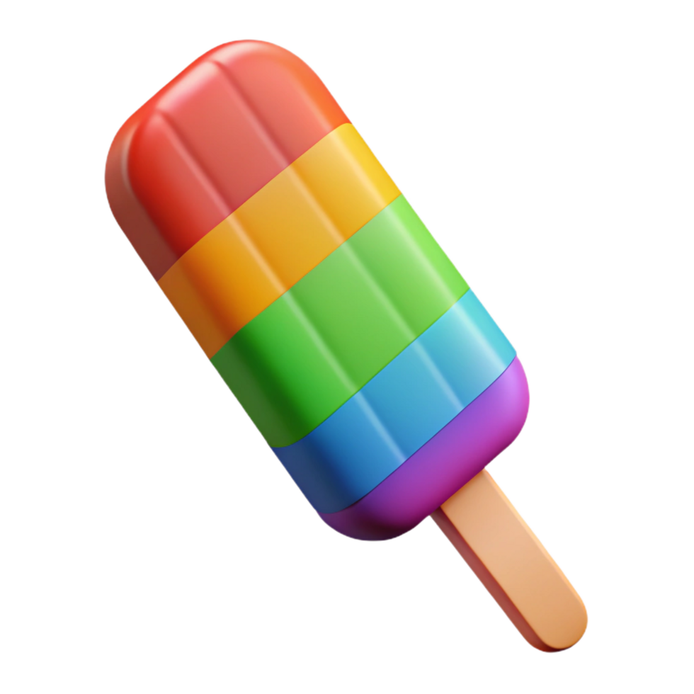 unparallelegothic A single popsicle with vibrant rainbow colors, front view, soft lighting, photorealistic, isolateon transparent background,high-resolution product photography studio quality png