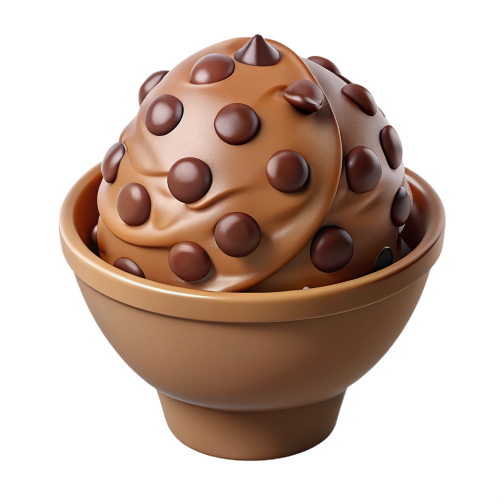 gorgeous passionate classic A scoop of chocolate ice cream with chocolate chips, studio lighting, photorealistic, isolateon transparent background,high-resolution product photography fine detail png