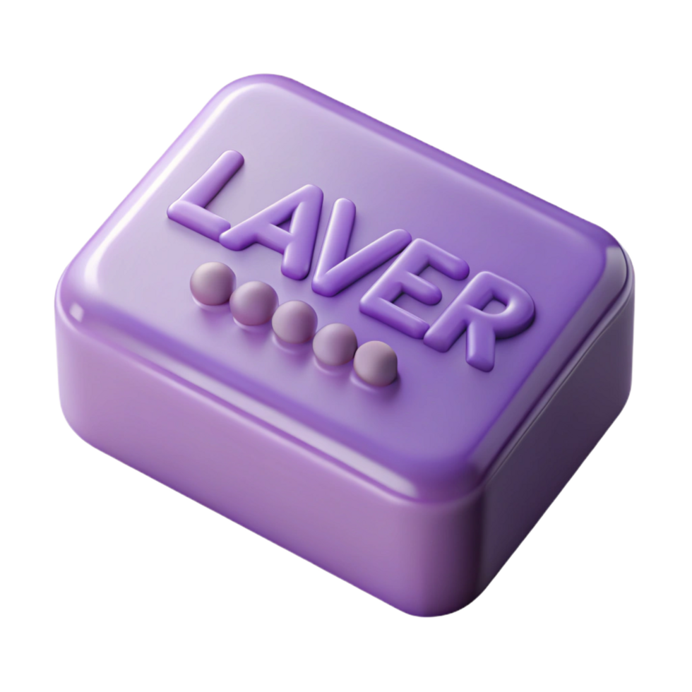 enchanting victorian A bar of lavender soap with visible texture anembosselettering, soft lighting, photorealistic, isolateon transparent background,high-resolution product photography museum quality png