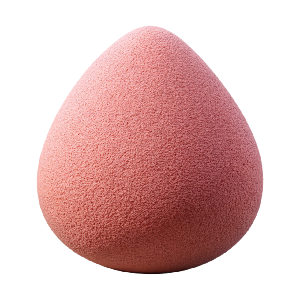 impressive elegant A single makeup sponge, dry antextured, light pink color, soft lighting, front view, photorealistic, isolateon transparent background,high-resolution product photography premium png