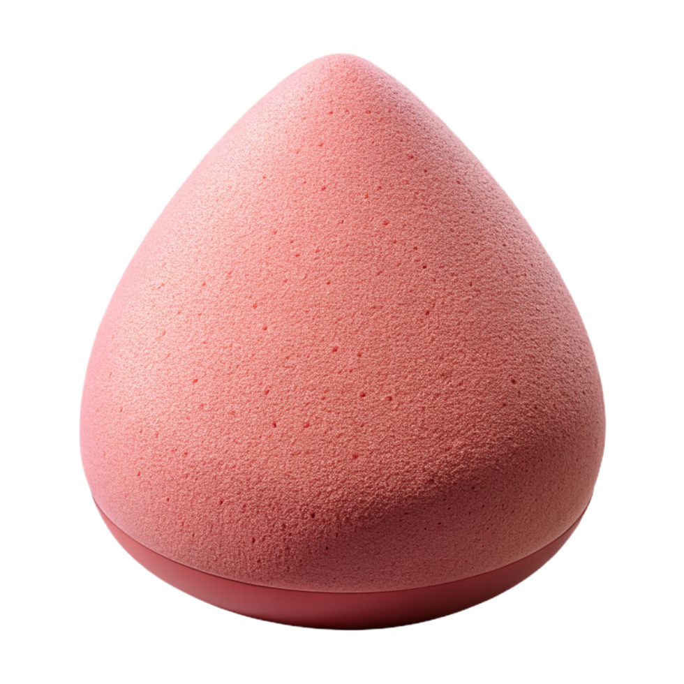 dynamic elegant A single makeup sponge, dry antextured, light pink color, soft lighting, front view, photorealistic, isolateon transparent background,high-resolution product photography 4K png