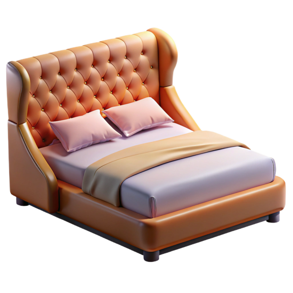inspiretraditional Queen size beframe, upholstereheadboard, tuftefabric, soft lighting, front view, isolateon transparent background,high-resolution product photography sharp png
