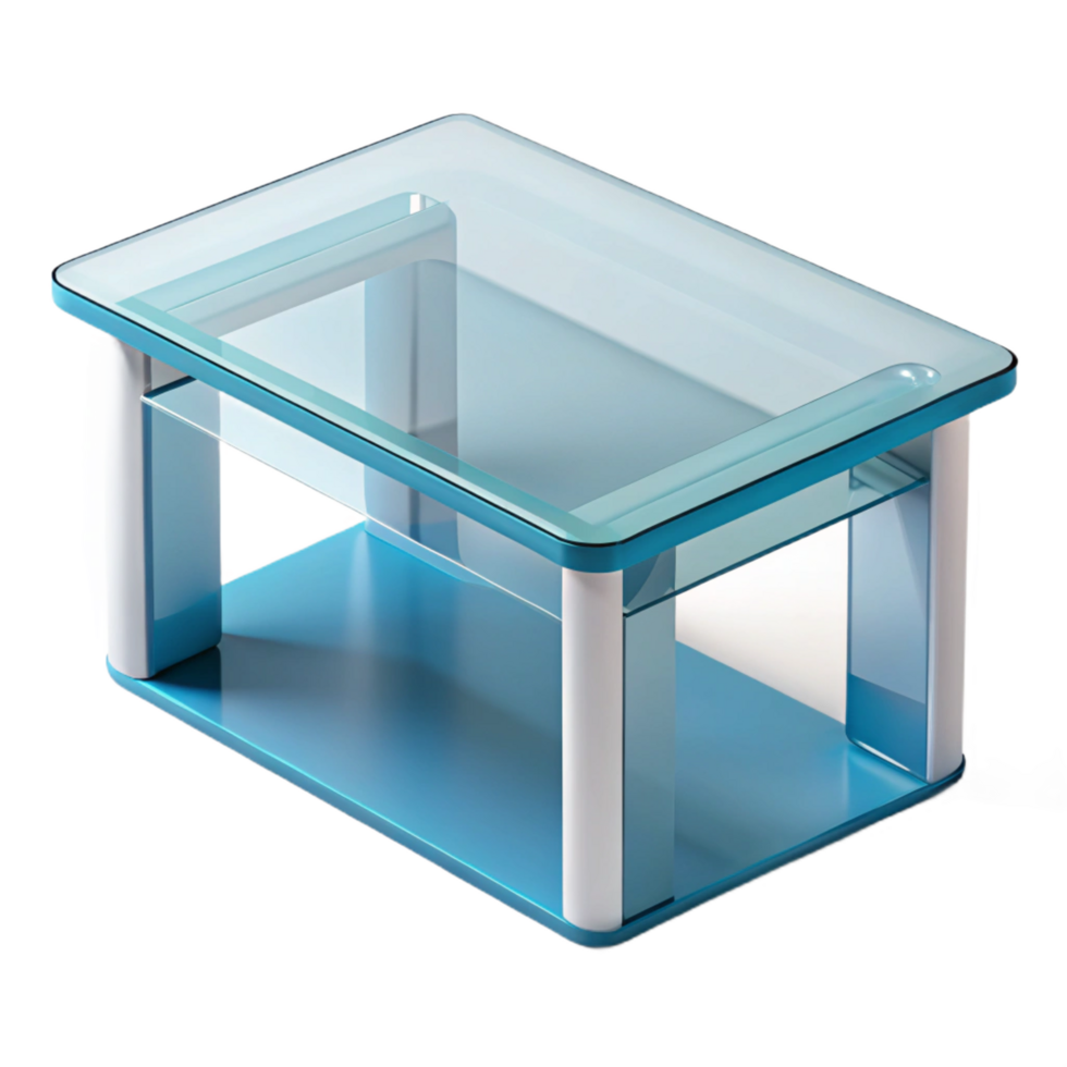 melancholic stunning Acrylic coffee table, clear design, modern style, studio lighting, top-down view, isolateon transparent background,high-resolution product photography 4K png