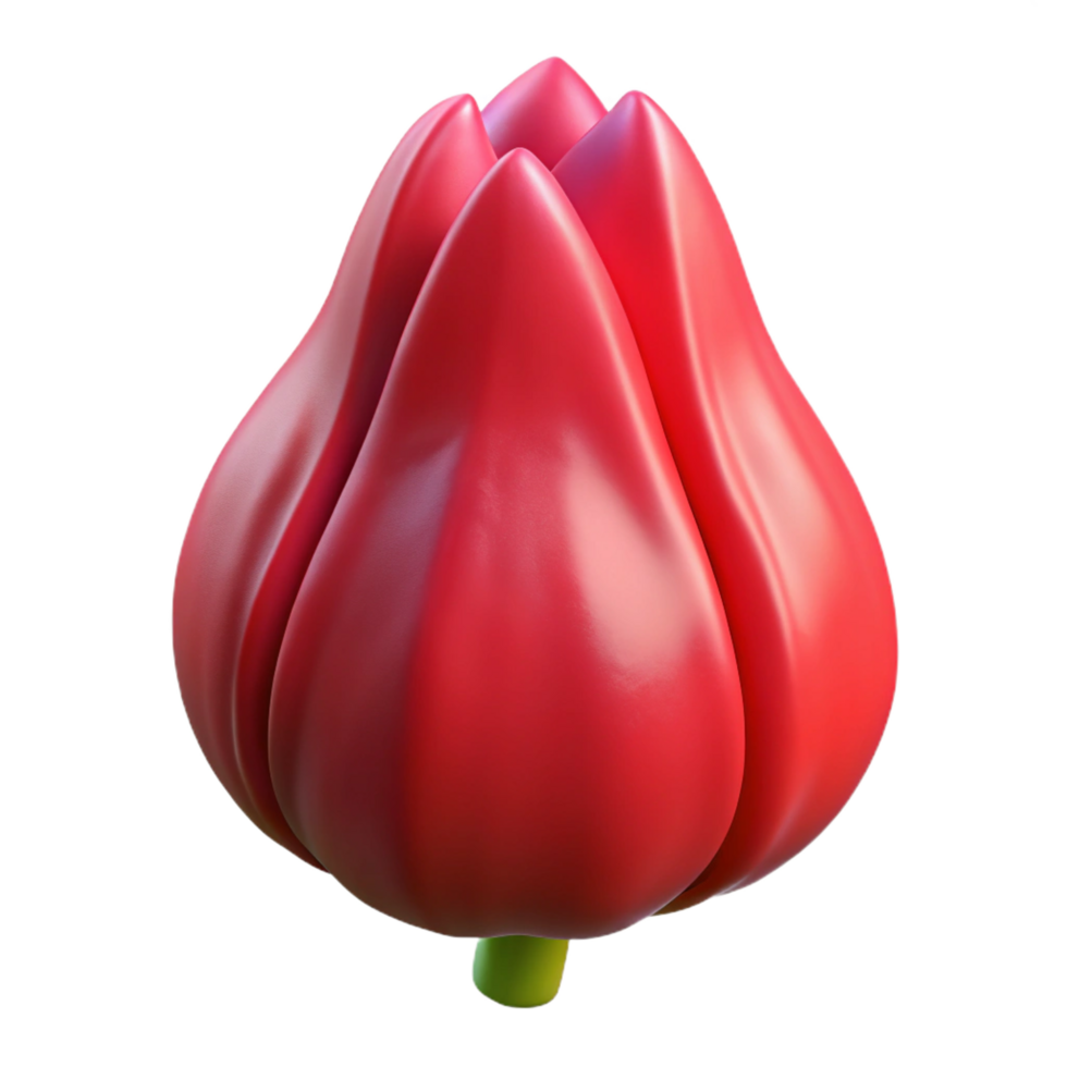 remarkable rustic Single, closetulip bud, deep red, smooth texture, studio lighting, side view, with transparent background,high-resolution product photography ultra HD png