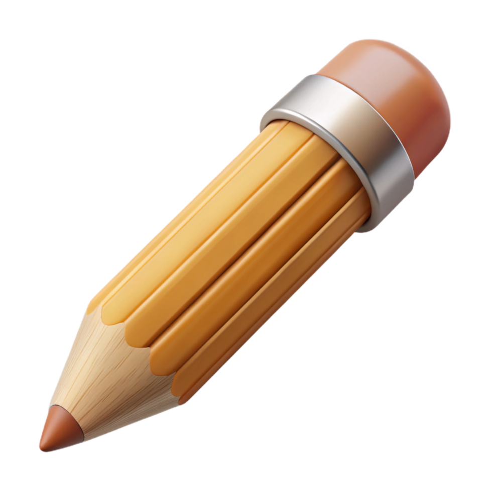 playful pristine Wooden pencil, unsharpened, natural woograin, studio lighting, product shot, isolateon transparent background,high-resolution product photography studio quality png